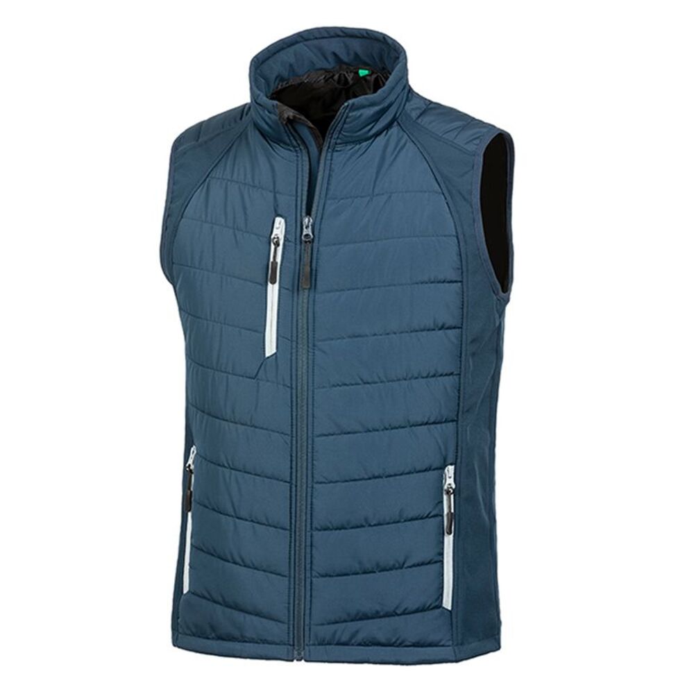 Result Mens Black Compass Padded Soft Shell Gilet / Navy/Gray
